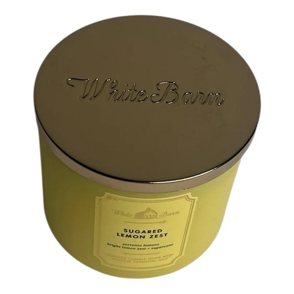 Bath & Body Works Sugared Lemon Zest 3 Wick Scented Candle  14.5 oz w/ lid